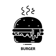 burger icon, black vector sign with editable strokes, concept illustration