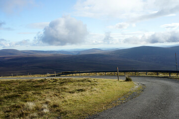 Fall. A deserted road in the Wicklow Mountains. Ireland.