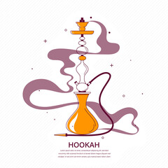 Hookah with smoke stylized flat illustration. Vector icon Shisha.