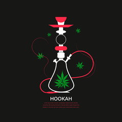Hookah with smoke stylized flat illustration. Vector icon Shisha.