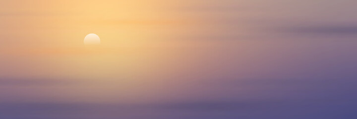 Panoramic view of the sunset sky, the sun is setting