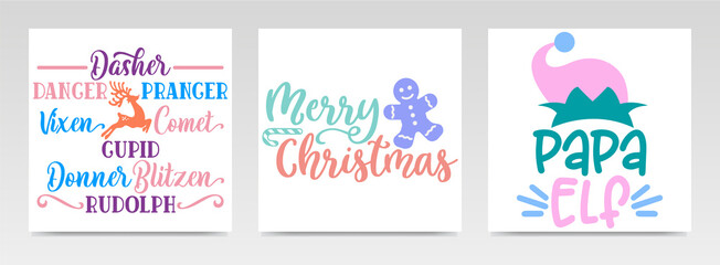 Christmas quotes letter typography set illustration.