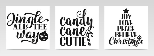 Fototapeta premium Christmas quotes letter typography set illustration.