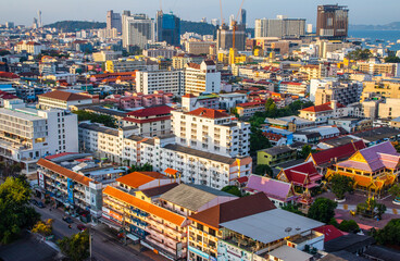 the cityscape of Pattaya Thailand Asiain the early morning