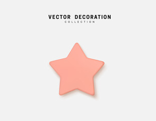 Pink Star isolated 3d object. Vector illustration