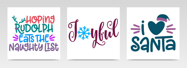 Christmas quotes letter typography set illustration.