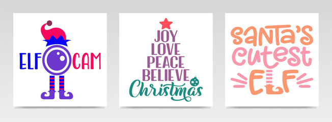 Fototapeta na wymiar Christmas quotes letter typography set illustration.
