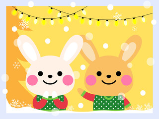 Obraz na płótnie Canvas cute rabbits wear an ugly sweater illustration
