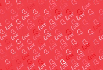 Light Red vector texture with lovely hearts.