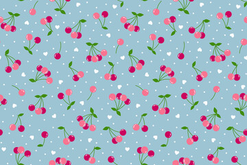 サクランボ　シームレスパターン・テキスタイル