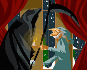 christmas carol tale old man and reaper ghost - 397711501