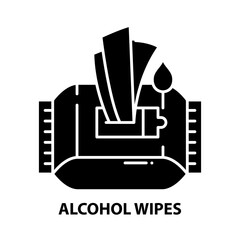 Obraz premium alcohol wipes icon, black vector sign with editable strokes, concept illustration