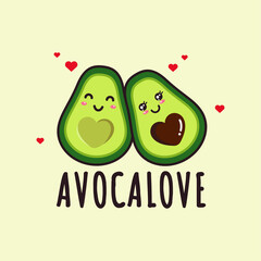 Cute Kawaii Avocado Love Doodle Drawing
