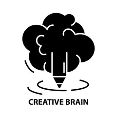 creative brain icon, black vector sign with editable strokes, concept illustration