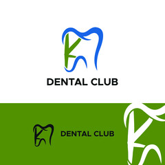 Initial Letter K Dental Dentist Logo concept. Dentistry Brand and Dental Care Logo template