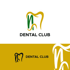 Initial Letter N Dental Dentist Logo concept. Dentistry Brand and Dental Care Logo template
