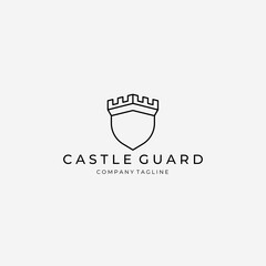 Castle Guard Logo Vector Illustration Design Shield Line Art