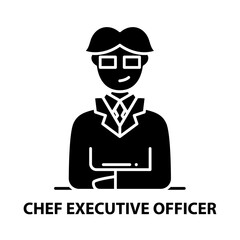 chef executive officer icon, black vector sign with editable strokes, concept illustration