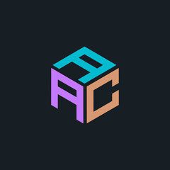 Hexagon logo with three AAC letters. Flat logo for company