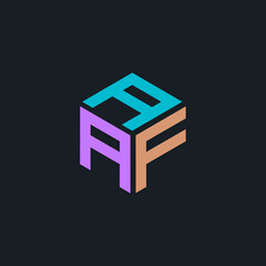 Hexagon logo with three AAF letters. Flat logo for company