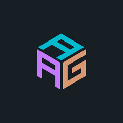 Hexagon logo with three letters AAG. Flat logo for company