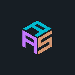 Hexagon logo with three letters AAS. Flat logo for company