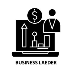 business laeder icon, black vector sign with editable strokes, concept illustration