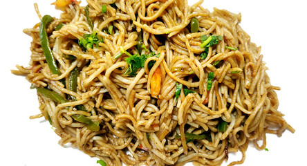 Schezwan Noodles or vegetable Hakka a popular Indo-Chinese recipe