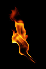 Fire on the black background