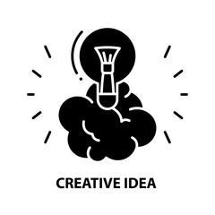 creative idea icon, black vector sign with editable strokes, concept illustration