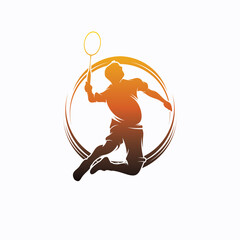 Badminton Smash Silhouette Logo Designs - obrazy, fototapety, plakaty
