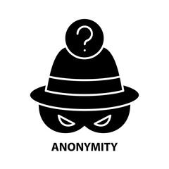 anonymity icon, black vector sign with editable strokes, concept illustration