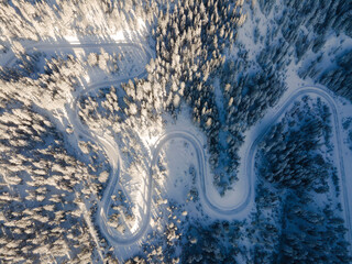 Snow-covered Road in the forest, shot in Jackson County, OR.