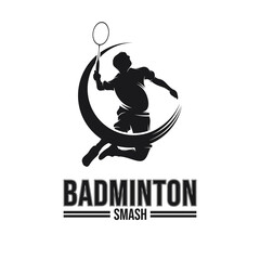 Badminton Smash Silhouette Logo Designs