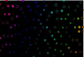 Dark Multicolor, Rainbow vector background with bubbles.