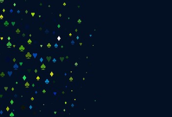 Light Blue, Yellow vector template with poker symbols.