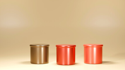 3D Rendering of Premium colorful podium mock on orange background, platform for product presentation.