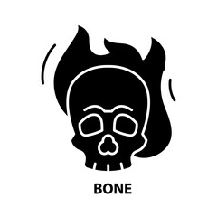 bone icon, black vector sign with editable strokes, concept illustration