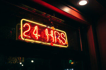 neon 24 hours casino sign