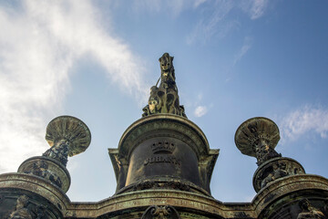 Fototapeta na wymiar Bottom view of the Monument of King Johann of Saxony on Theater Square in Dresden