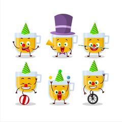 Cartoon character of cup of lemon tea with various circus shows