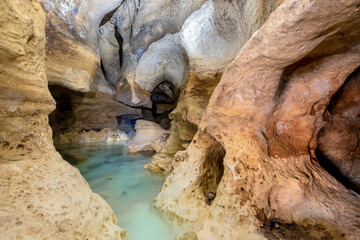 Gator Hole Spring Cave during water drawn down to repair the dam. Merritts Mill Pond, Mariana, Florida