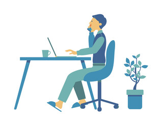 Illustration of a man working from home