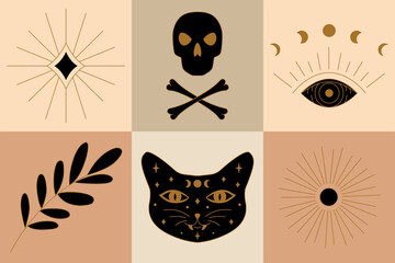 Magic and Witchcraft Icons and Symbols Designs in Vector

