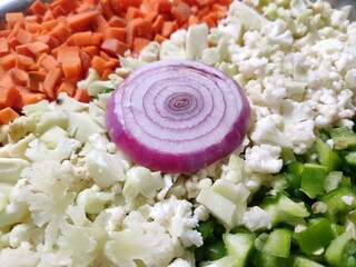 Salad decoration in tri- colour