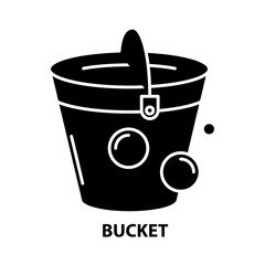 bucket icon, black vector sign with editable strokes, concept illustration