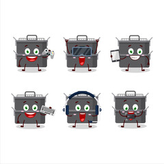 Double roaster pan cartoon character are playing games with various cute emoticons