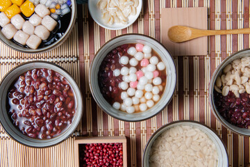 Chinese glutinous rice balls ,Chinese are eaten during (Yuanxiao) served as a dessert on a Lantern Festival ,