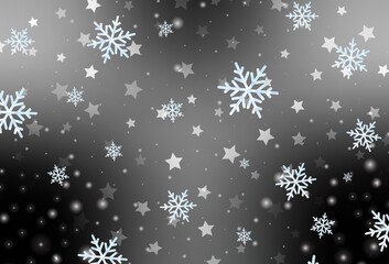 Light Gray vector texture with colored snowflakes, stars.