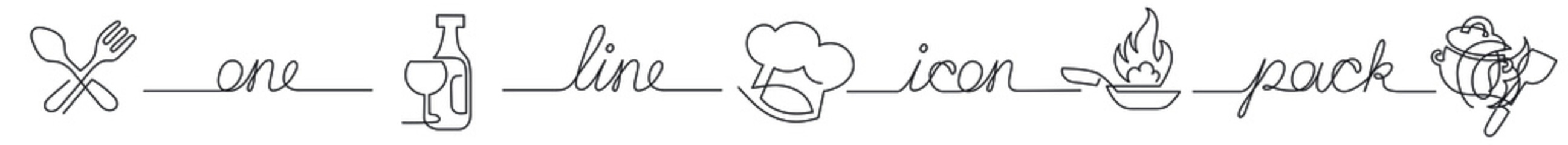 one line icon pack of restaurant kitchen